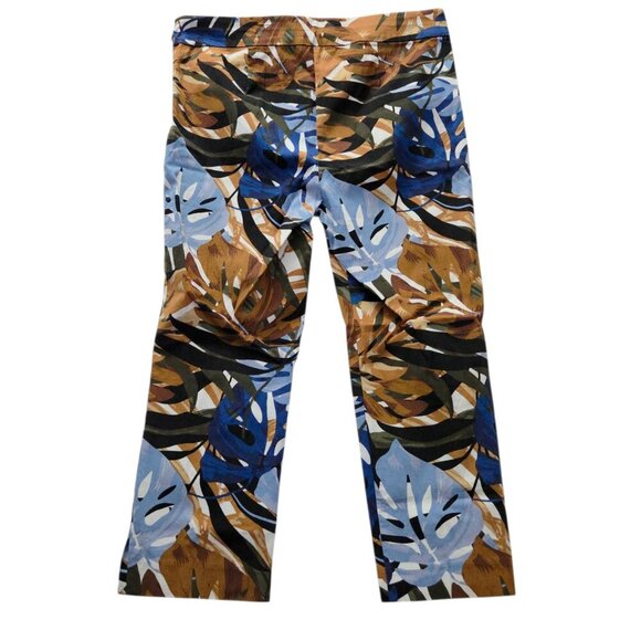 Melanie Lyne Tropical Leaf Print Ankle Pants | Stretch Trousers | Size 12 - Picture 3 of 10